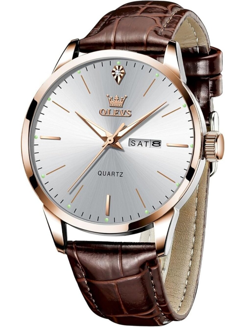 Stylish Men's Waterproof Leather Casual Dress Watch with Date Function